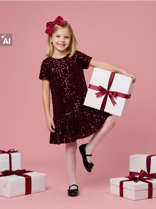 Sinsay - Rochie midi din paiete - bordo