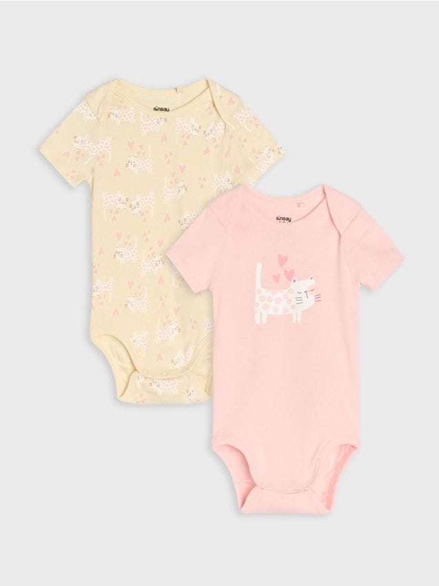 Sinsay - Body z prążkowanej dzianiny 2 pack - kremowy