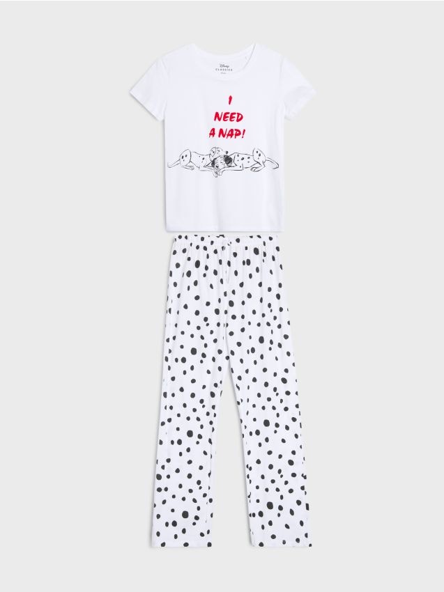 Sinsay Sinsay - Βαμβακερή πιτζάμα δύο τεμαχίων 101 Dalmatians - λευκο