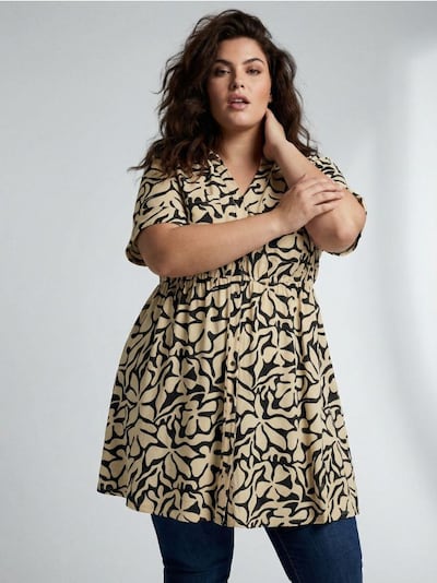 Φόρεμα-πουκάμισο από βισκόζη Plus Size