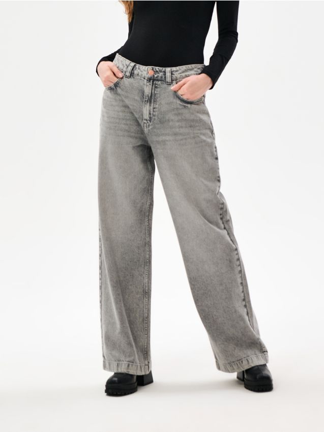 Sinsay - Džínsy baggy - svetlošedá