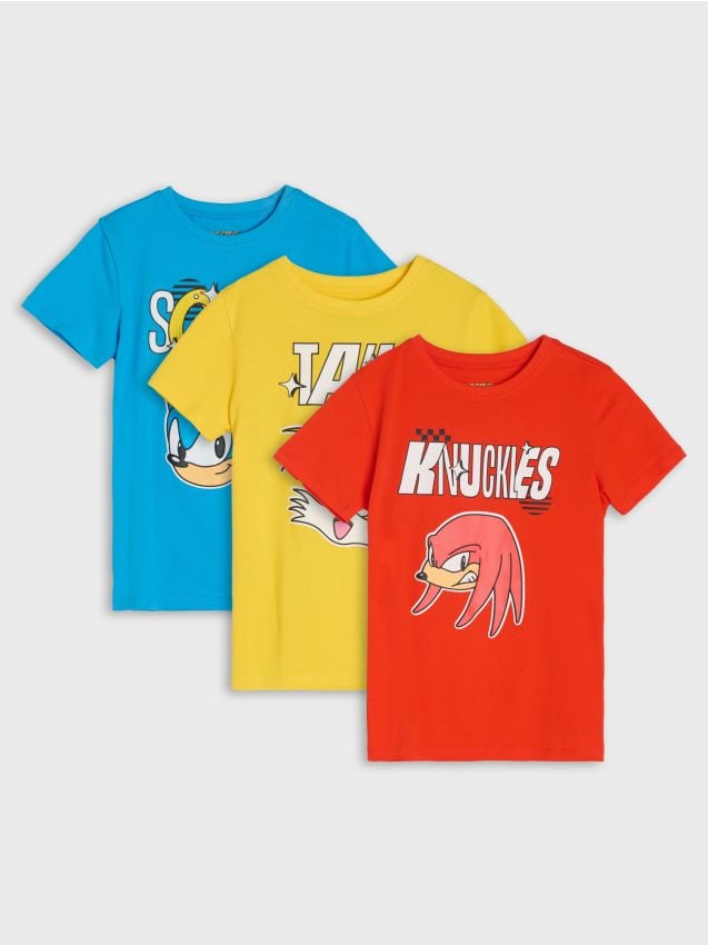Sinsay - Set de tricouri din bumbac cu mânecă scurtă Sonic the Hedgehog 3 pack - multicolor