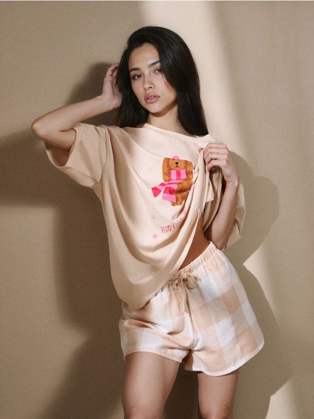 Sinsay - Dvojdielne pyžamo so psíkom v zimnom šáliku - telová