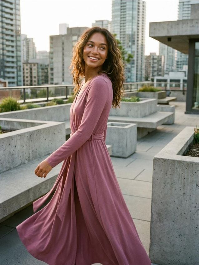 Sinsay - Rochie cu adaos de viscoză - roz-pudră