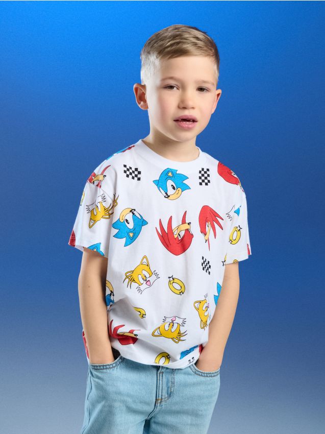 Sinsay - Tricou din bumbac cu model și mânecă scurtă Sonic the Hedgehog - multicolor