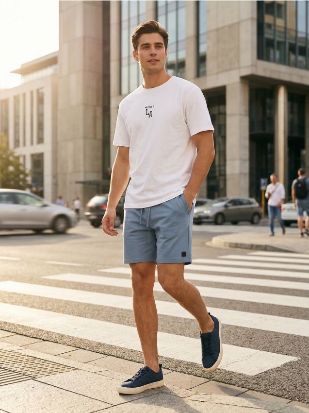 Sinsay - Șorturi din fâș cu șnur - light blue