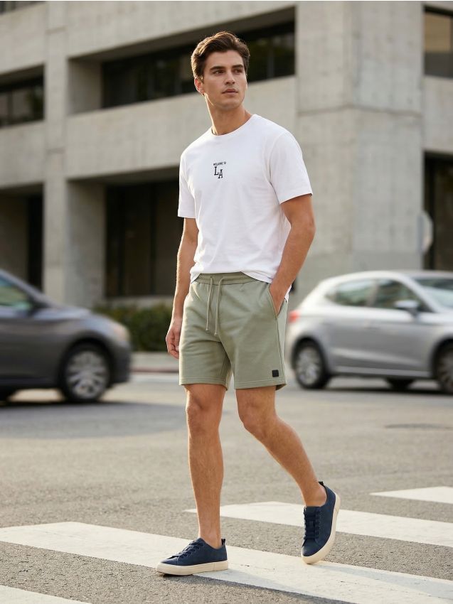 Sinsay - Șorturi din fâș cu șnur - verde-deschis