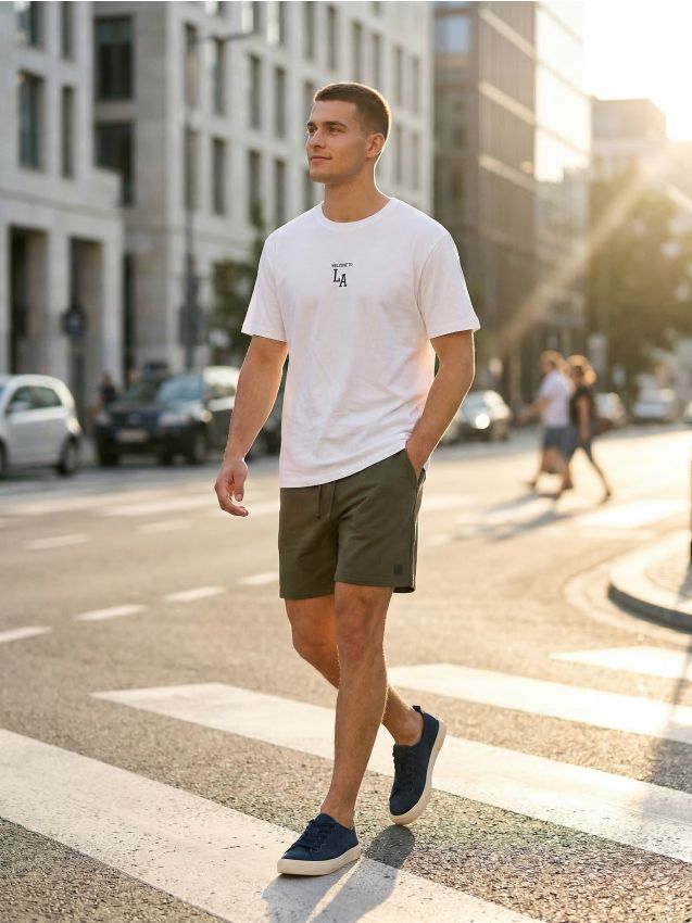 Sinsay - Șorturi din fâș cu șnur - kaki