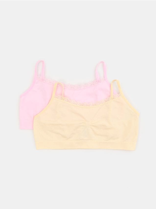 Sinsay - Sutien tip top fără cusături pentru fete, set 2 buc. - roz-pastel