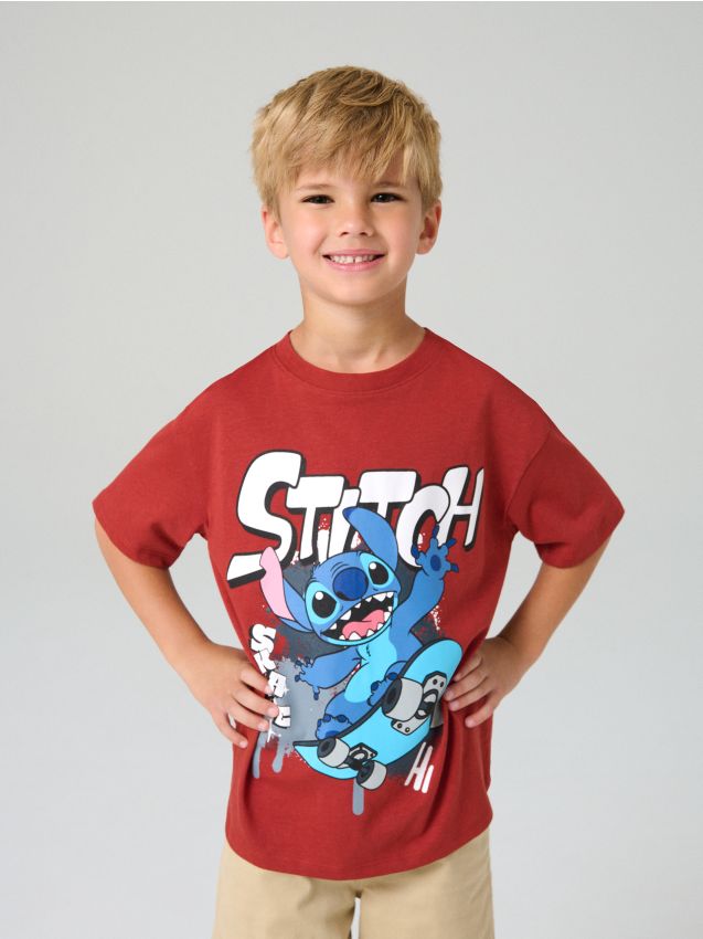 Sinsay - Koszulka Stitch - bordowy