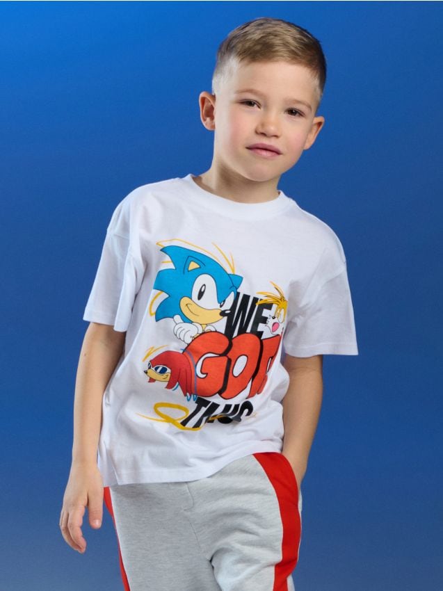 Sinsay - Tricou din bumbac cu imprimeu Sonic the Hedgehog - alb