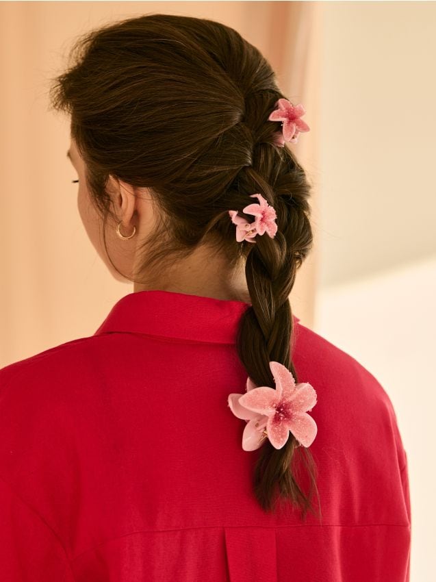 Sinsay - Agrafe de păr în formă de flori 3 pack - roz