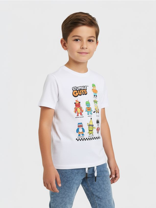 Sinsay - Tricou Stumble Guys - alb