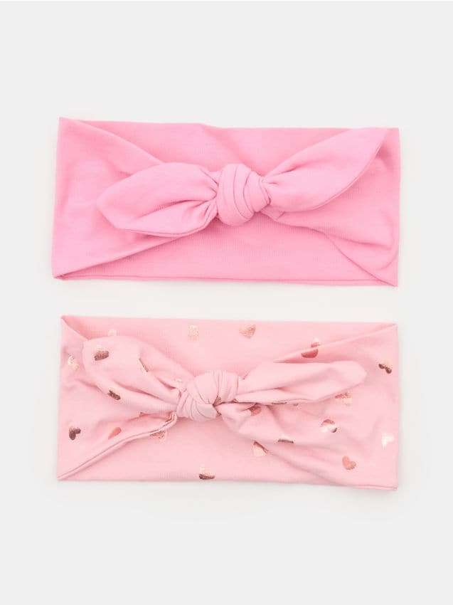 Sinsay - Benzi de păr din bumbac cu fundiță decorativă 2 pack - roz-pastel