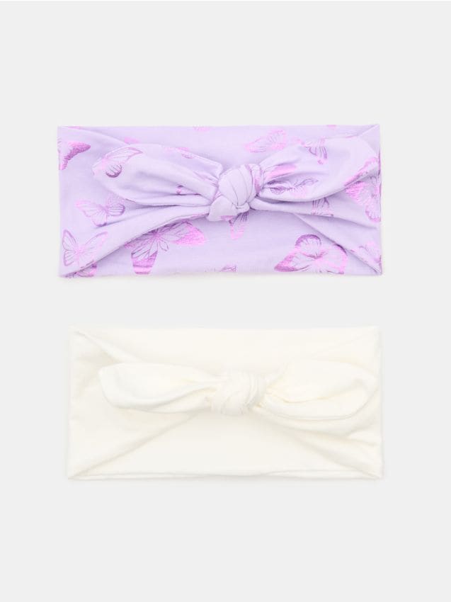 Sinsay - Benzi de păr din bumbac cu fundiță decorativă 2 pack - lavand