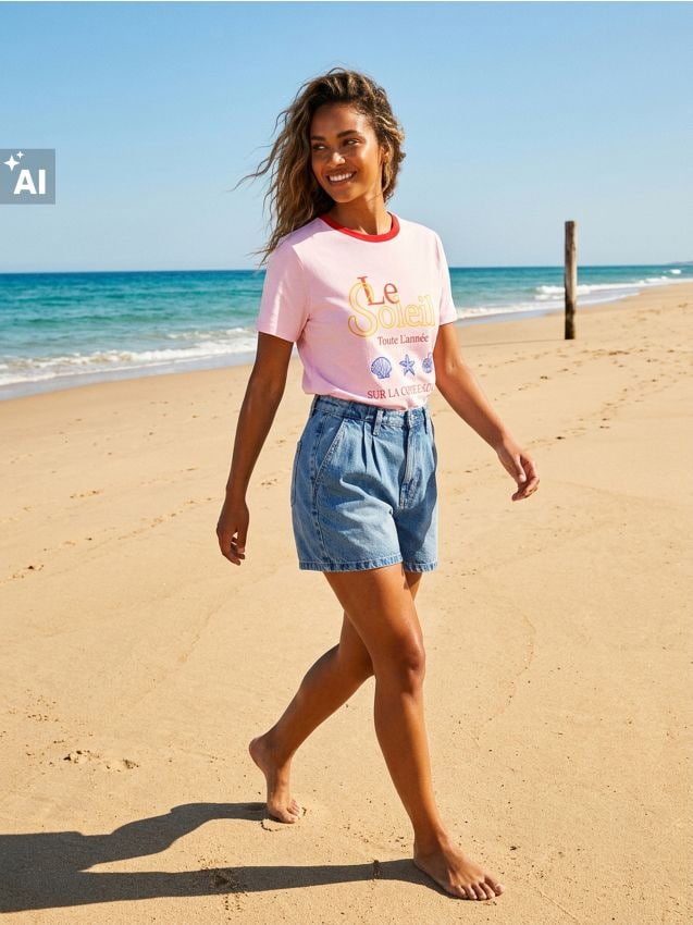 Sinsay - Tricou oversize din bumbac cu imprimeu - roz