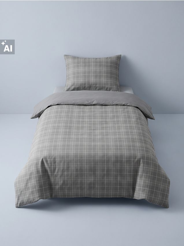 Sinsay - Set de lenjerie de pat cu model în carouri - verde-închis