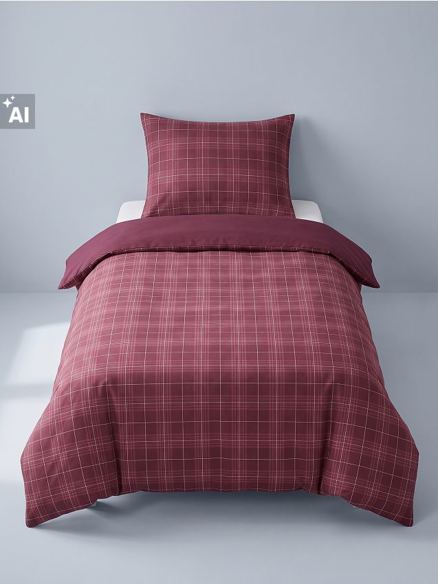 Sinsay - Set de lenjerie de pat cu model în carouri - bordo
