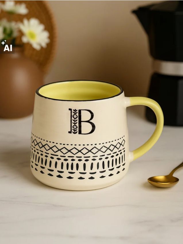 Sinsay - Cană din ceramică cu literă - galben