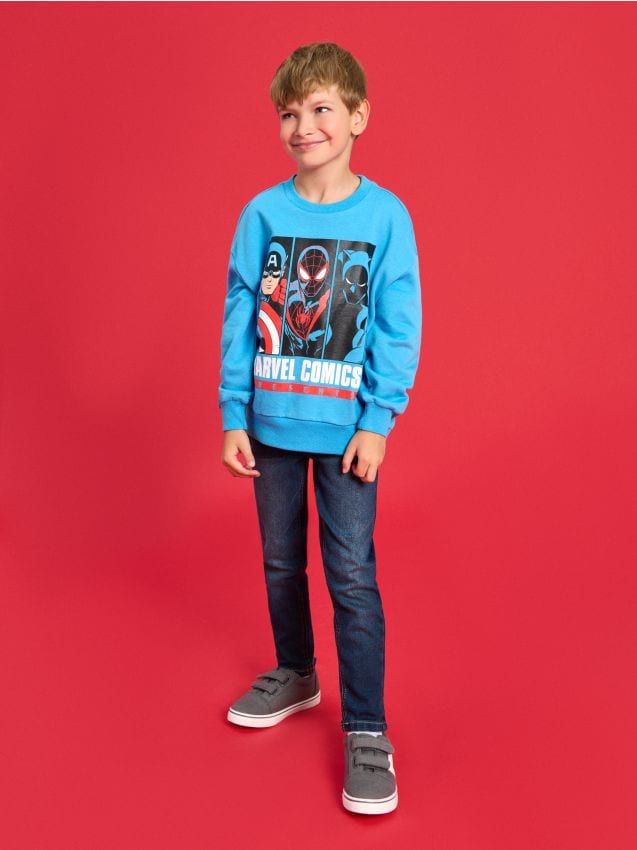 Sinsay - Hanorac crewneck Marvel Comics - albastru