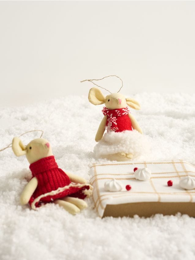 Sinsay - Vianočná dekorácia v tvare myši - biela