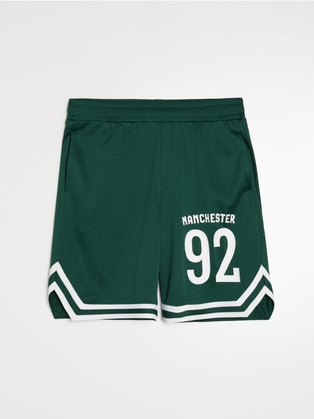 Sinsay - Pantaloni scurți cu text Manchester - verde