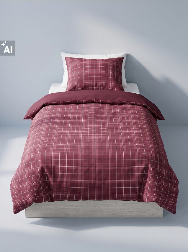 Sinsay - Set de lenjerie de pat cu model în carouri - bordo