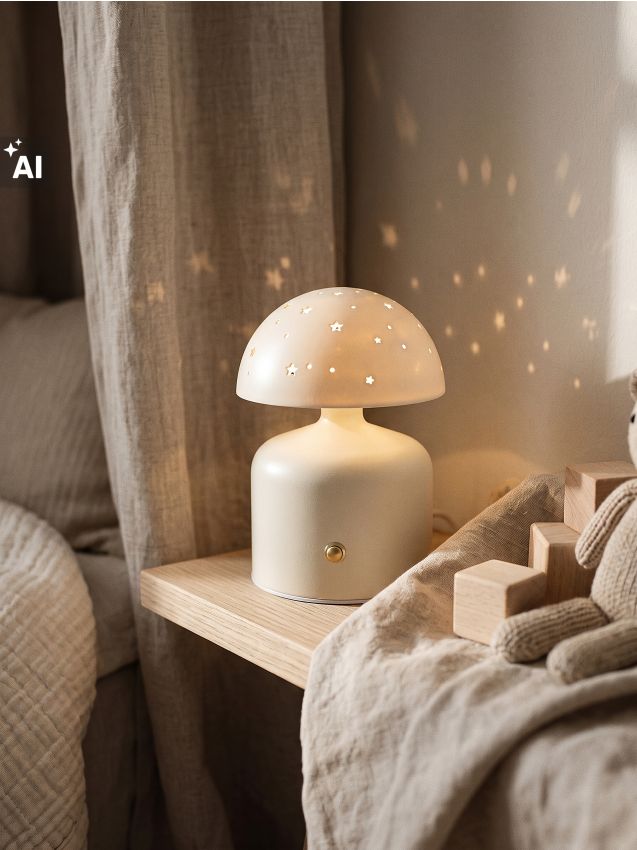 Sinsay - Lampă de veghe LED în formă de ciupercă cu steluțe decorative - nude