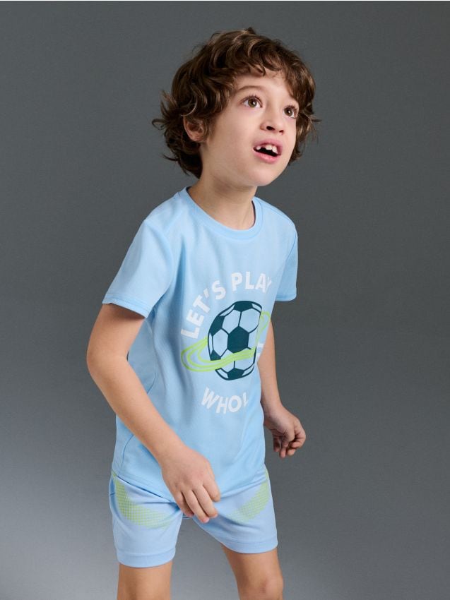 Sinsay - Tricou cu motiv fotbalistic Active - albastru-pal