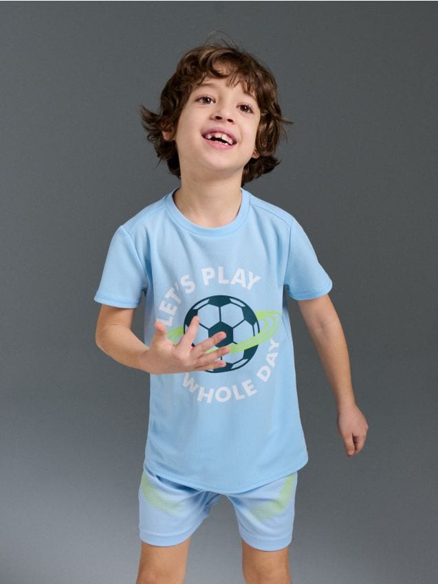 Sinsay - Tricou cu motiv fotbalistic Active - albastru-pal