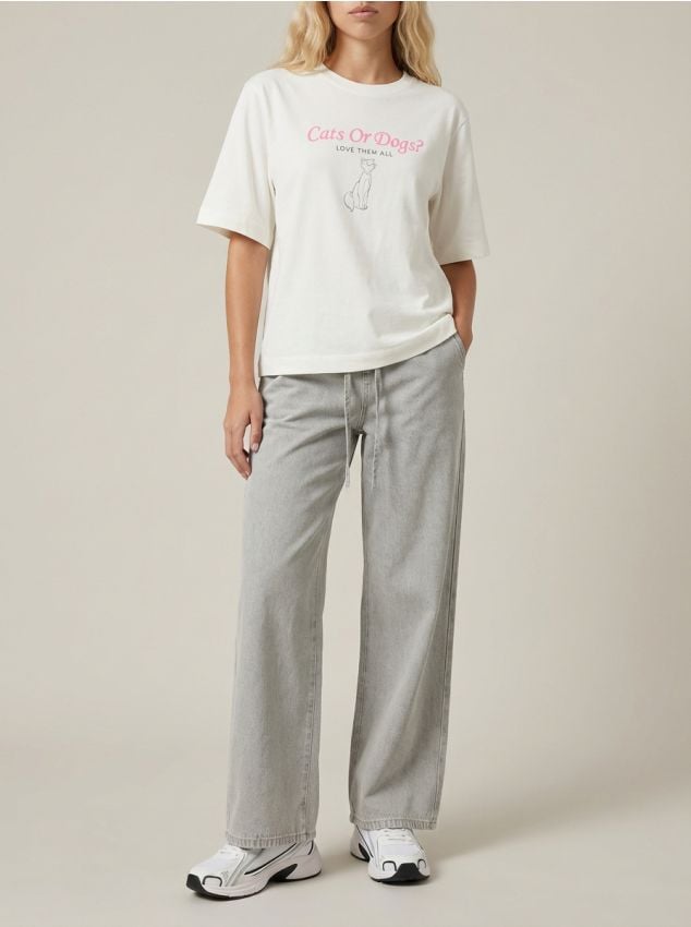 Sinsay - Jeansy joggery wide leg - szary