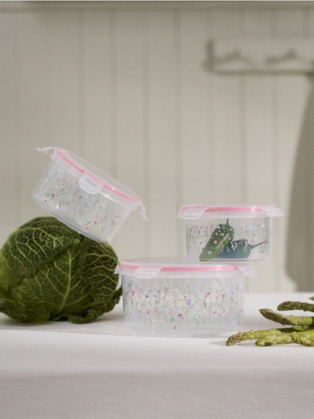 Sinsay - Set de recipiente pentru alimente cu motiv floral, pachet de 3 - multicolor