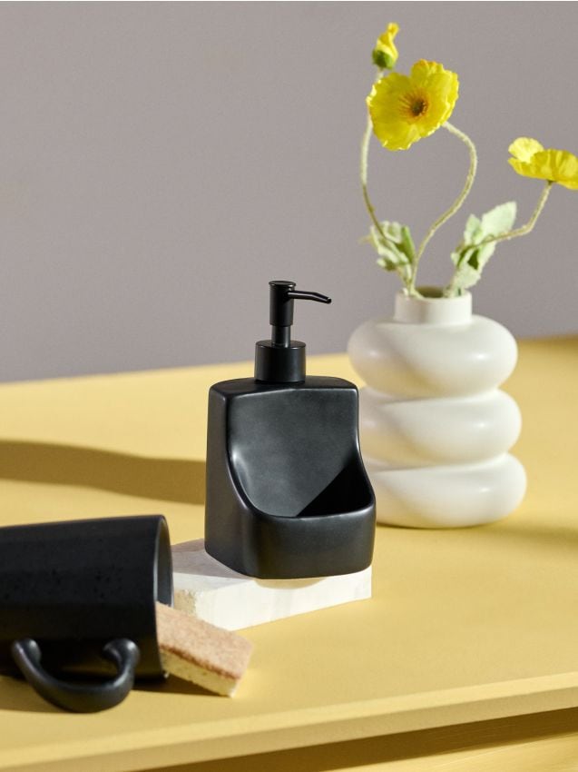 Sinsay - Dozator ceramic de săpun cu suport pentru burete - negru