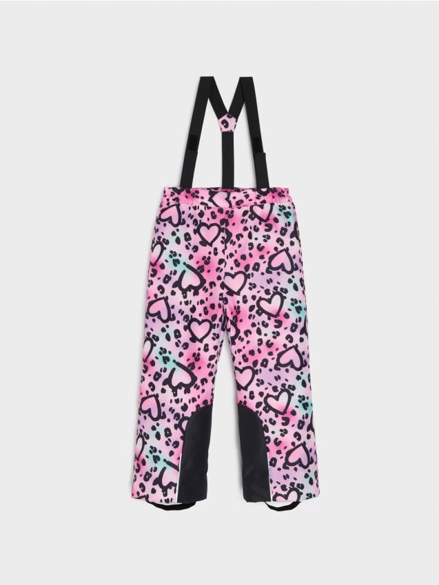 Sinsay - Pantaloni de schi căptușiți, cu elemente reflectorizante, imprimeu leopard și inimi - multicolor