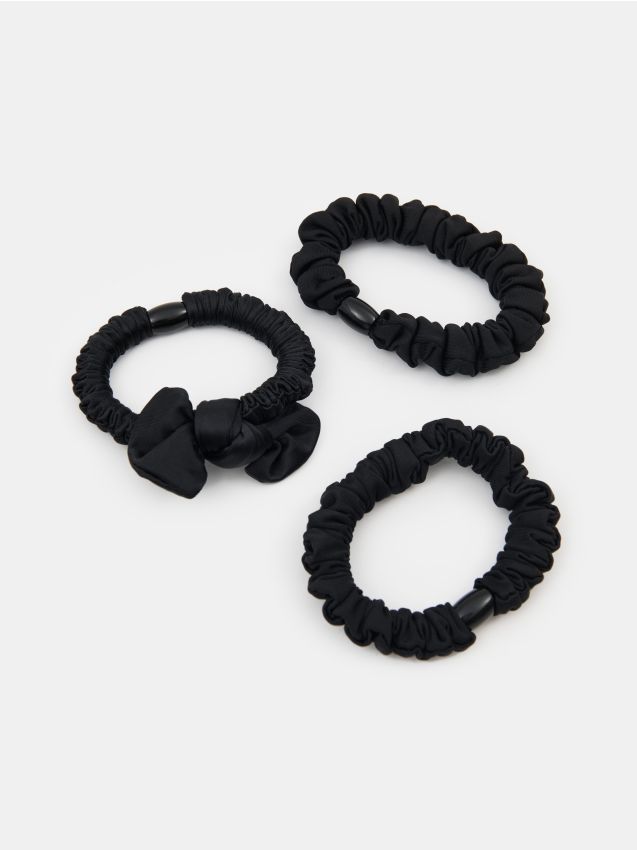 Sinsay - Elastice de păr scrunchie 3 pack - negru