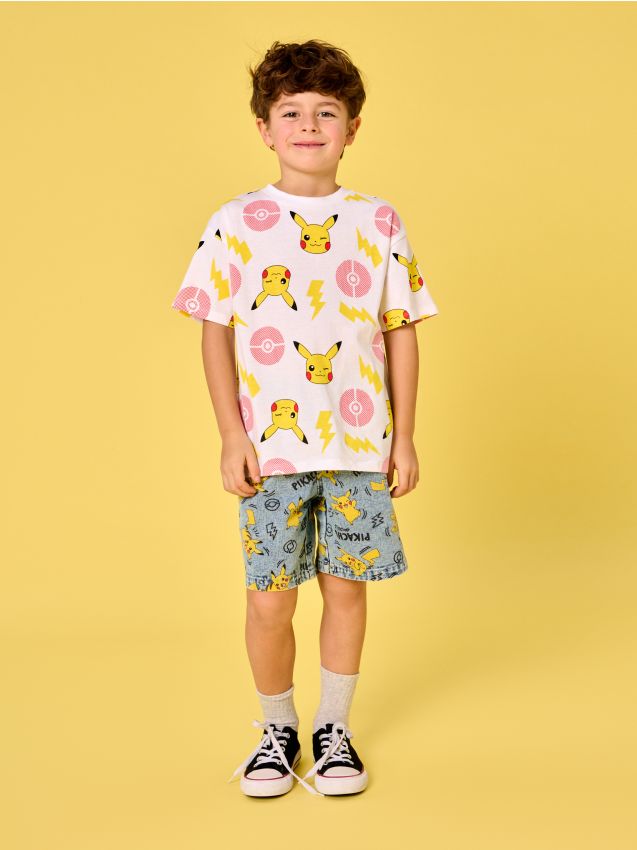 Sinsay - Tričko s potlačou Pokémon - krémová