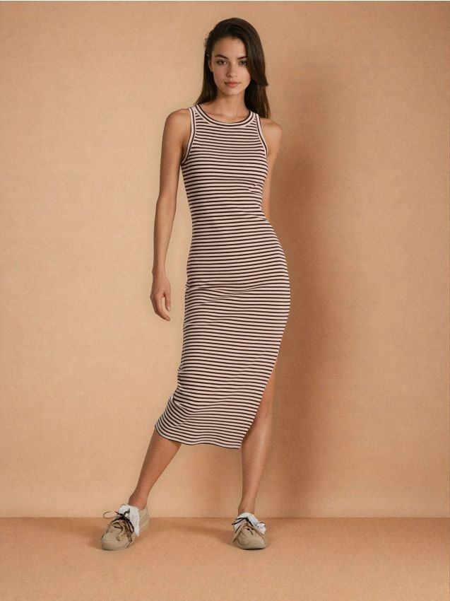 Sinsay - Rochie maxi cu bretele subțiri - maro