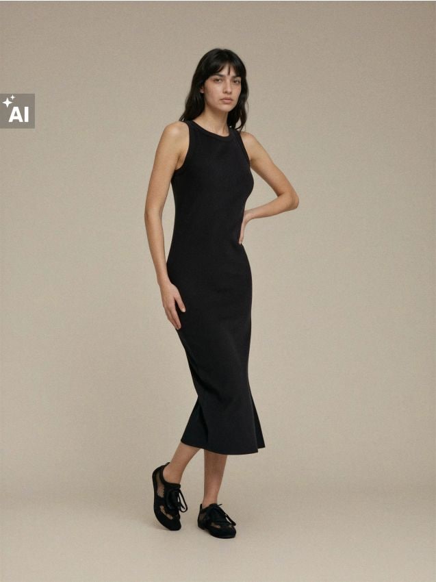 Sinsay - Rochie maxi cu bretele subțiri - negru