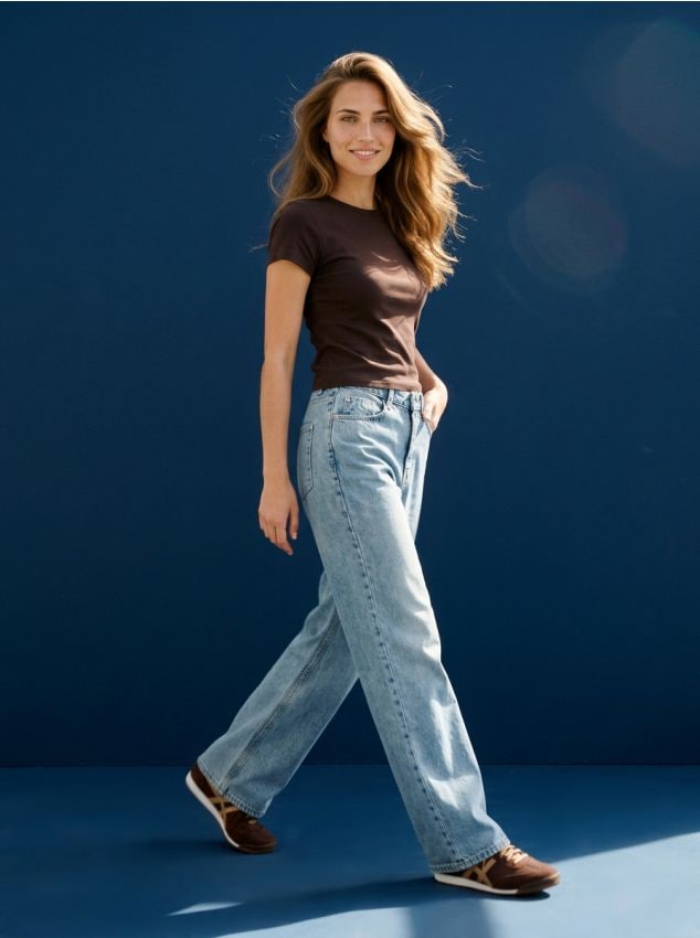 Sinsay - Blugi wide leg - albastru