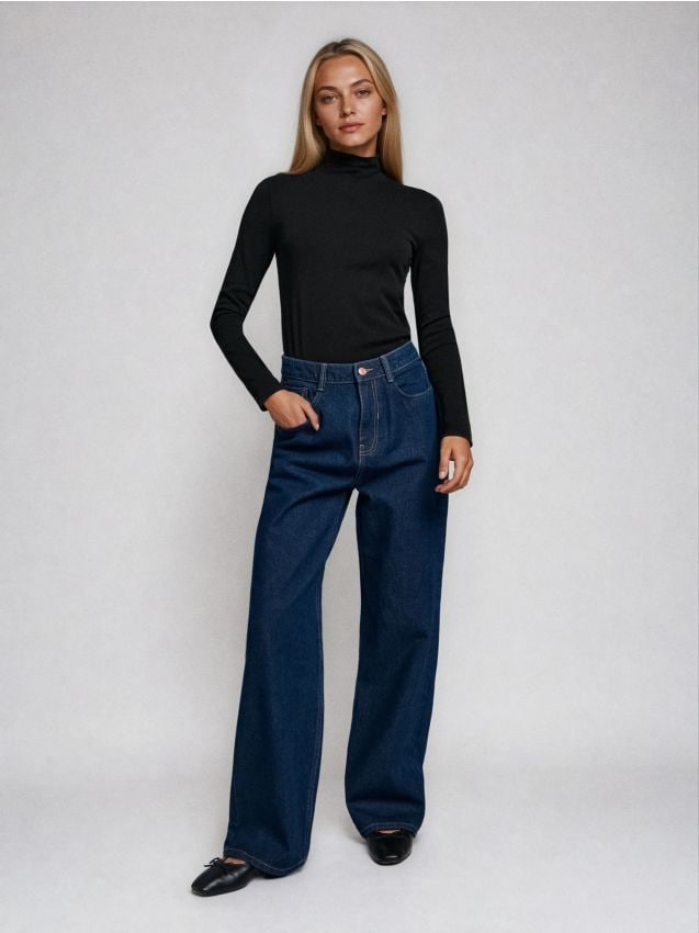 Sinsay - Jeansy wide leg - niebieski