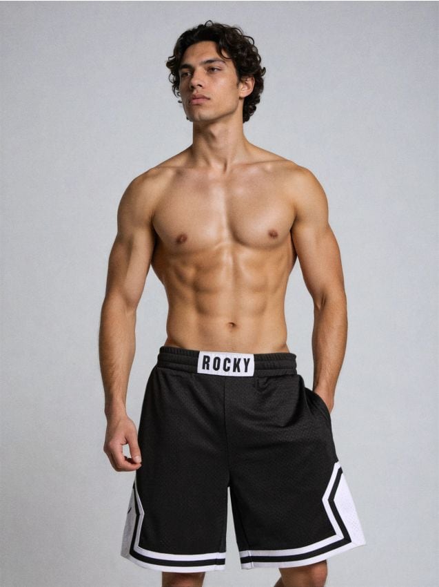 Sinsay - Pantaloni scurți sport Rocky Balboa - negru
