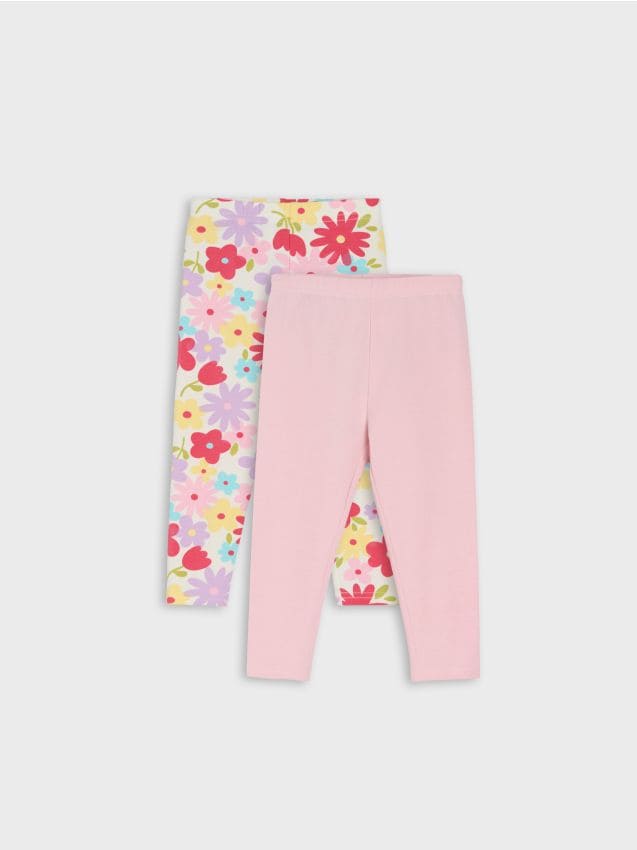 Sinsay - Colanți din bumbac cu motiv floral 2 pack - crem