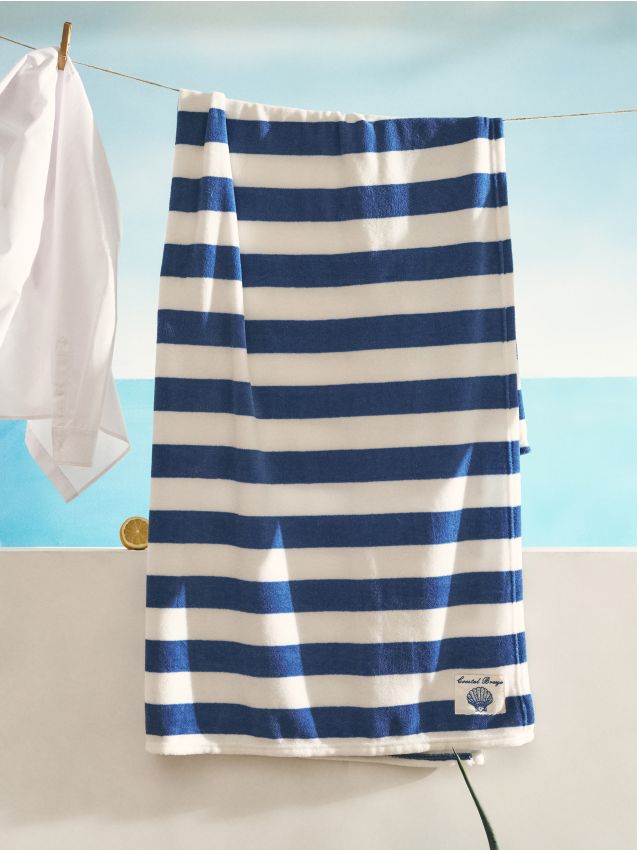 Sinsay - Pătură cu dungi - albastru-pal