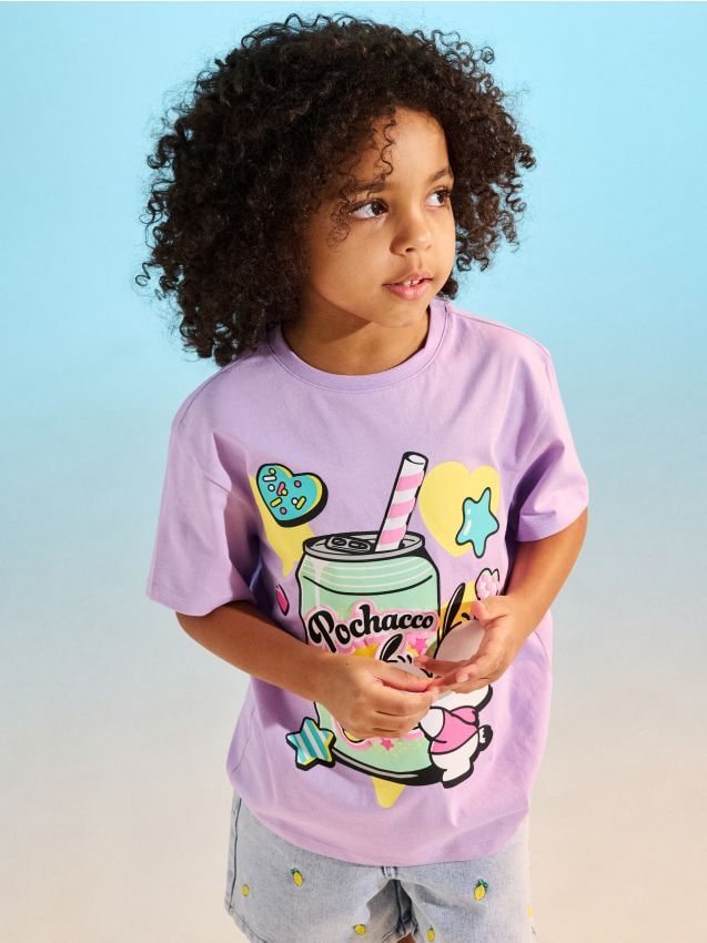 Sinsay - Tricou din bumbac cu imprimeu Pochacco - violet