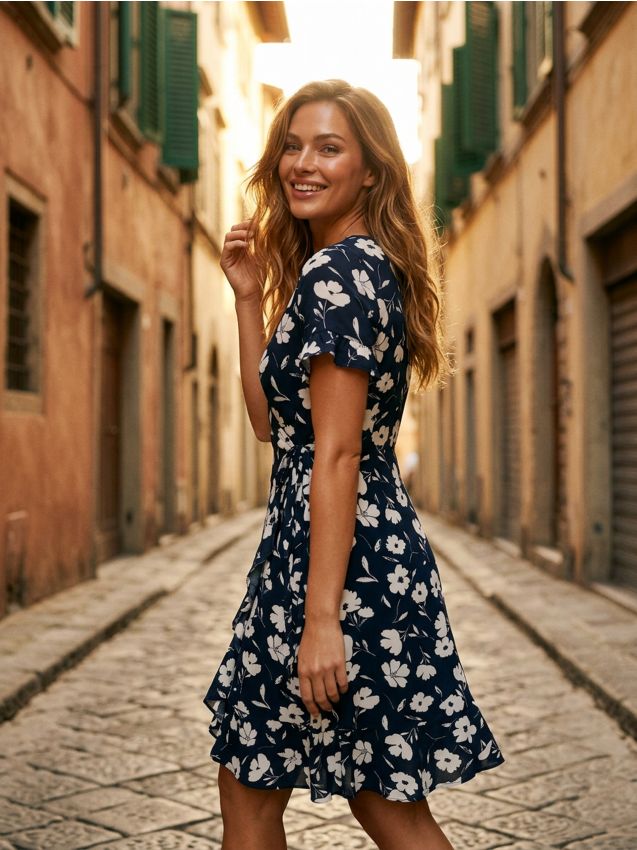 Sinsay - Rochie midi petrecută cu imprimeu floral - negru