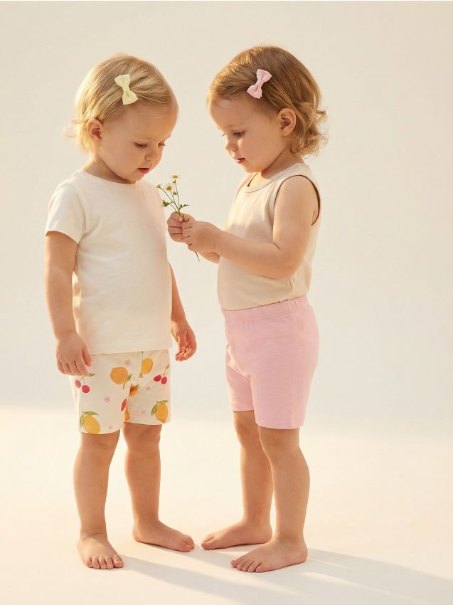 Sinsay - Pantaloni scurți tip colant din bumbac cu efect marmorat 2 pack - crem