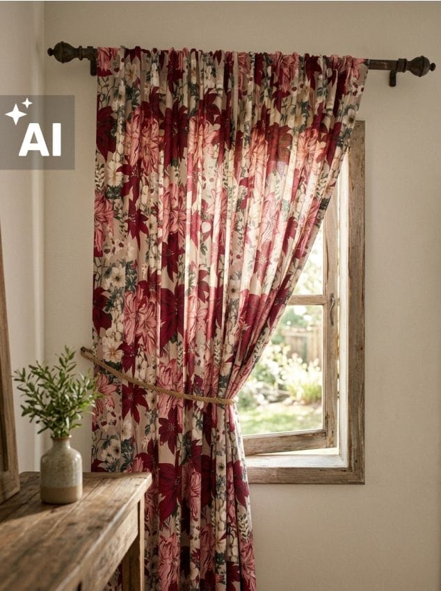 Sinsay - Draperii din catifea semi-opace, cu rejansă și motiv floral 2 pack - multicolor