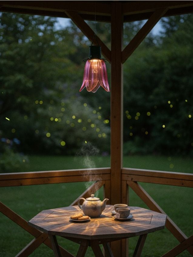 Sinsay - Lampă solară de grădină în formă de floare - roz-pastel