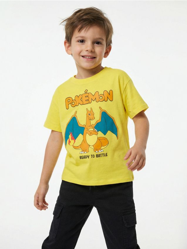 Sinsay - Tricou din bumbac cu imprimeu Pokemon - galben