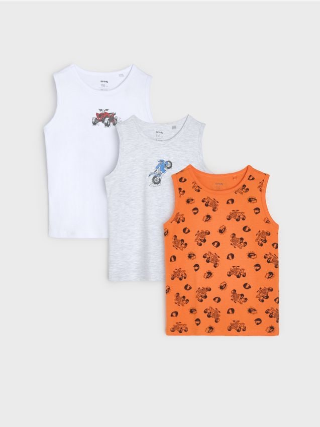 Sinsay - Podkoszulki z motywem pojazdów 3 pack - wielobarwny